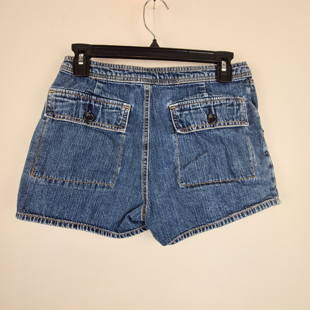 Gap Vintage Y2K Blue Denim Utility Cargo Shorts Womens 4 Drawstring Mid Rise - Picture 5 of 7